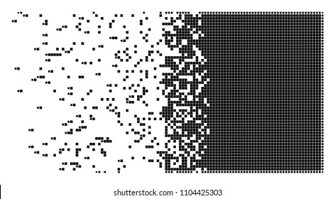 Dissolved filled square dotted vector icon with disintegration effect. Rectangle items are grouped into disappearing filled square form.