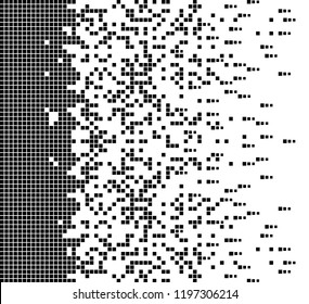 Dissolved filled square dotted vector icon with disintegration effect. Rectangle items are grouped into disappearing filled square form.Vector illustration EPS10
