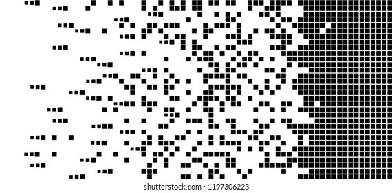 Dissolved filled square dotted vector icon with disintegration effect. Rectangle items are grouped into disappearing filled square form.Vector illustration EPS10