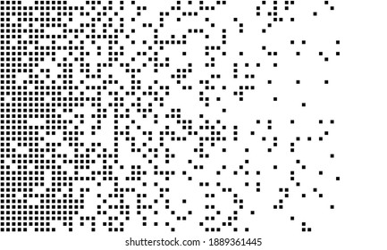 Dissolved filled square dotted vector background or icon with disintegration effect.