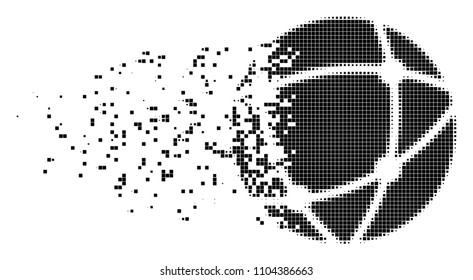 Dissolved network dotted vector icon with disintegration effect. Rectangle dots are composed into dissipated network figure. Pixel destruction effect shows speed and movement of cyberspace objects.