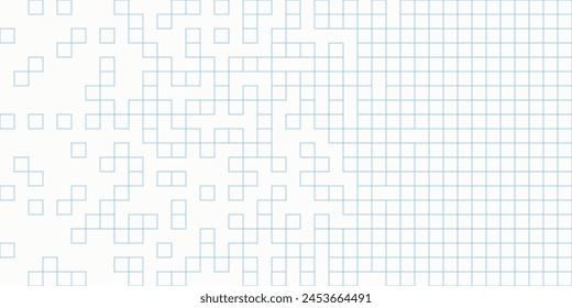 Gelöste quadratische gepunktete Vektorgrafik-Ikone mit Desintegrationseffekt. Rechteckige Elemente, die in quadratischen Formen gruppiert sind, verschwinden