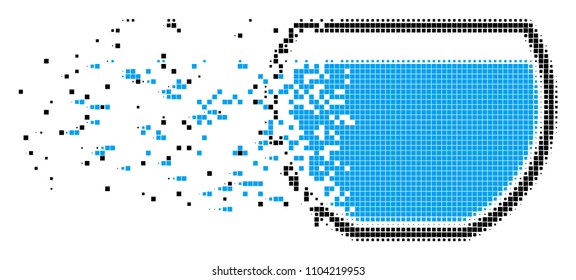 Dissolved water bowl dotted vector icon with disintegration effect. Square points are grouped into damaging water bowl shape.