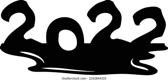Dissolving 2022 in Water concept, Twenty Twenty three vector icon design, Happy New Year 2023 Symbol, HNY Wishes Sign, New Years Eve celebration Element stock illustration