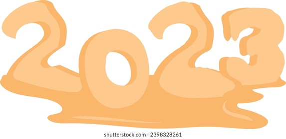 Dissolving 2023 in River Water concept, Saying Goodbye 2023 Twenty Twenty four vector icon design, Happy New Year 2024 Symbol, HNY Wishes Sign, New Years Eve celebration Element stock illustration