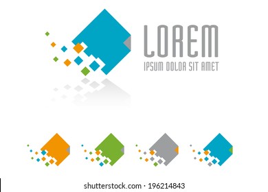 Dissolving document symbol logo design template vector illustration