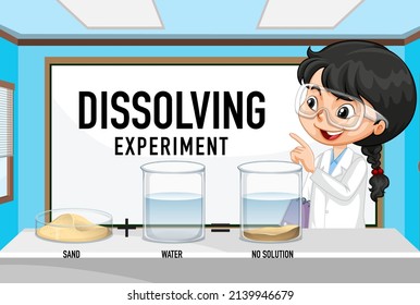 Dissolving Science Experiment With Sand And Water Illustration