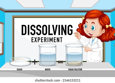 Dissolving Science Experiment With Sand And Water Illustration