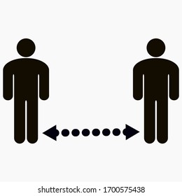 Distance between people icon. Coronavirus protection. Safe distance. Safe rapprochement when quarantined. Vector icon.