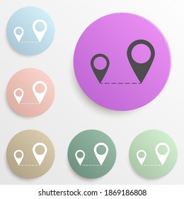 distance between pins badge color set. Simple glyph, flat vector of web icons for ui and ux, website or mobile application