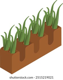 Distance between plants in shrub isometric concept, Row spacing for Healthy Growth vector icon design, Lawn Gardening symbol, Farm and Plant sign, agriculture and horticulture equipment illustration