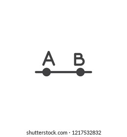 Distance between points A and B vector icon. filled flat sign for mobile concept and web design. From point A to point B simple solid icon. Symbol, logo illustration. Pixel perfect vector graphics