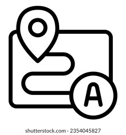 Distance between points with location marker line icon, Navigation concept, Route with markers sign on white background, Pathway between pointers icon outline style. Vector graphics.