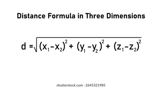 Distância entre dois pontos em 3D em matemática.