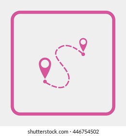 Distance to between two points icon.