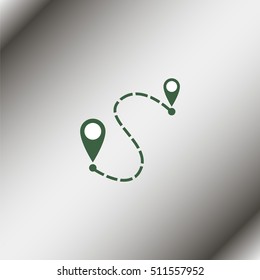 Distance to between two points icon.