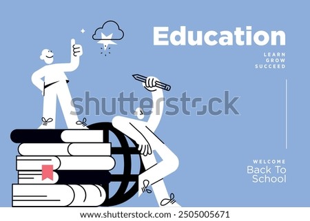 Distance education banner. Vector illustration of education, learning, back to school, online course and training, distance education and e-learning.