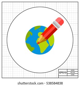 Distance Education Concept Icon with Globe