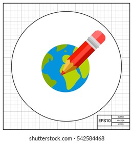 Distance Education Concept Icon with Globe