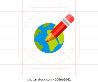 Distance Education Concept Icon with Globe