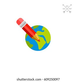 Distance Education Concept Icon with Globe