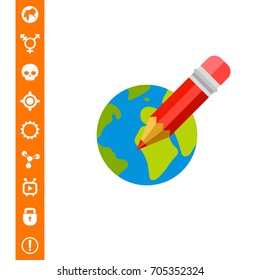 Distance Education Concept Icon with Globe