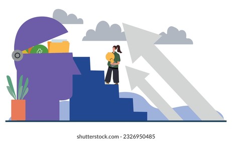 Fernunterricht mit Illustration kleiner Personen. Neue Startup-Idee mit moderner Technologieentwicklung, Vektorgrafik. Zeitempfindliches Projektteam mit Durchbruch.