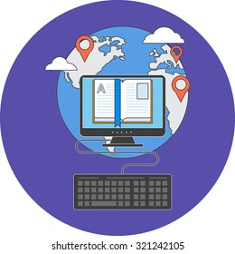 Distance education concept. Vector flat design