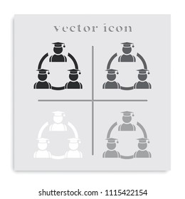 Distance education flat black and white vector icon.