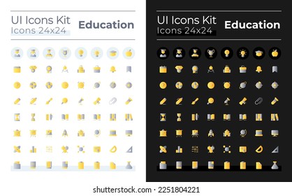 Distance education flat gradient two-color ui icons set for dark, light mode. E-learning for students. Vector isolated RGB pictograms. GUI, UX design for web, mobile. Montserrat Bold, Light fonts used