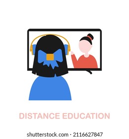 Distance Education flat icon. Colored element sign from online education collection. Flat Distance Education icon sign for web design, infographics and more.