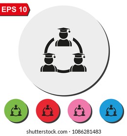 Distance education flat round colorful vector icon.
