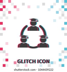 Distance education  glitch effect vector icon.