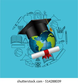 distance education graduation icons vetor illustration eps 10