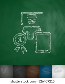 distance education icon. Hand drawn vector illustration. Chalkboard Design