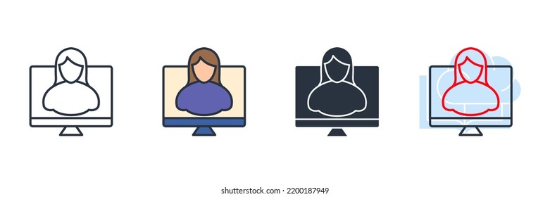 distance education icon logo vector illustration. webinar symbol template for graphic and web design collection