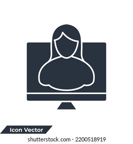 distance education icon logo vector illustration. webinar symbol template for graphic and web design collection