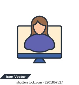 distance education icon logo vector illustration. webinar symbol template for graphic and web design collection