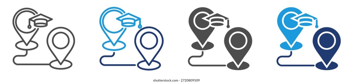 Distanzunterricht-Symbolblatt mit mehreren Stilen