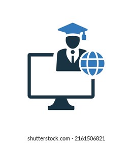 Distance, education icon. Simple editable vector graphics.