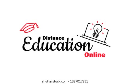 Distance education icon. Studying at home. Online course, webinar, lesson. Vector on isolated white background. EPS 10