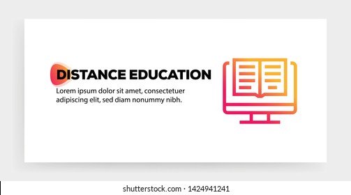 DISTANCE EDUCATION AND ILLUSTRATION ICON CONCEPT