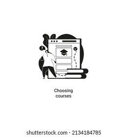 Distance education isolated cartoon vector illustrations. Choosing online course, signing up for a distance learning, get a digital diploma, online degree certificate, enrollment vector cartoon.