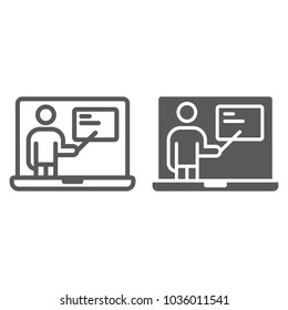 Distance Education line and glyph icon, e learning and education, online training sign vector graphics, a linear pattern on a white background, eps 10.