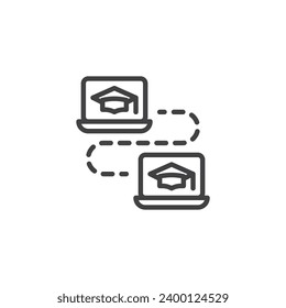 Distance education line icon. linear style sign for mobile concept and web design. Online learning outline vector icon. E-learning symbol, logo illustration. Vector graphics