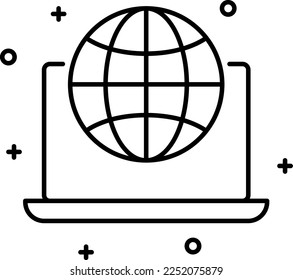 Educación a distancia, icono de vector de línea sobre fondo transparente. Educación de distancias de contorno, icono de vector de línea