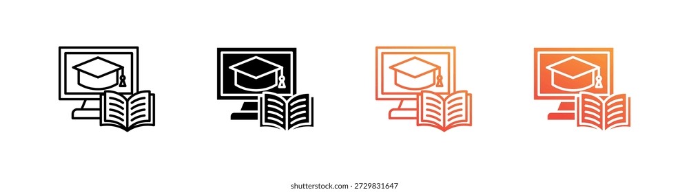 Coleção de Conjunto de Ícones de Estilo Múltiplo de Educação a Distância