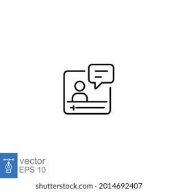 Distance education in online class and learning study via video teleconference Web. Virtual class course. Internet online webinar line icon. Line vector illustration. design on white background. EPS10