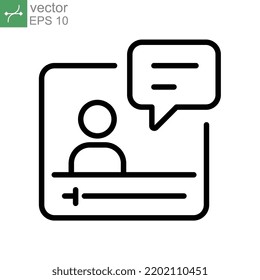 Distance education in online class and learning study via video teleconference Web. Virtual class course. Internet online webinar line icon. Line vector illustration. design on white background. EPS10