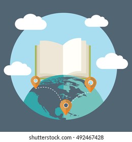 Distance education and online learning flat design concept illustration.